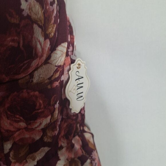 AUW Womens Jumpsuit Wide Leg Floral Country Boho Fairy Sweetheart Neck Medium - Picture 4 of 14